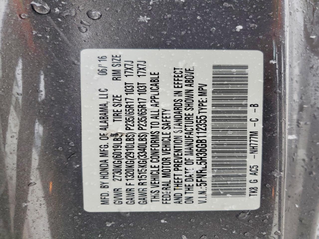 2016 HONDA ODYSSEY SE photo 14