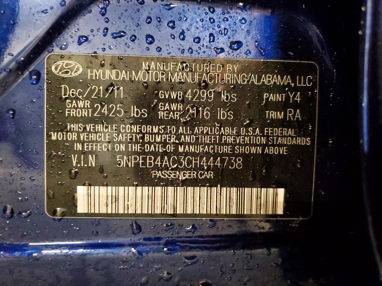 2012 HYUNDAI SONATA GLS photo 12