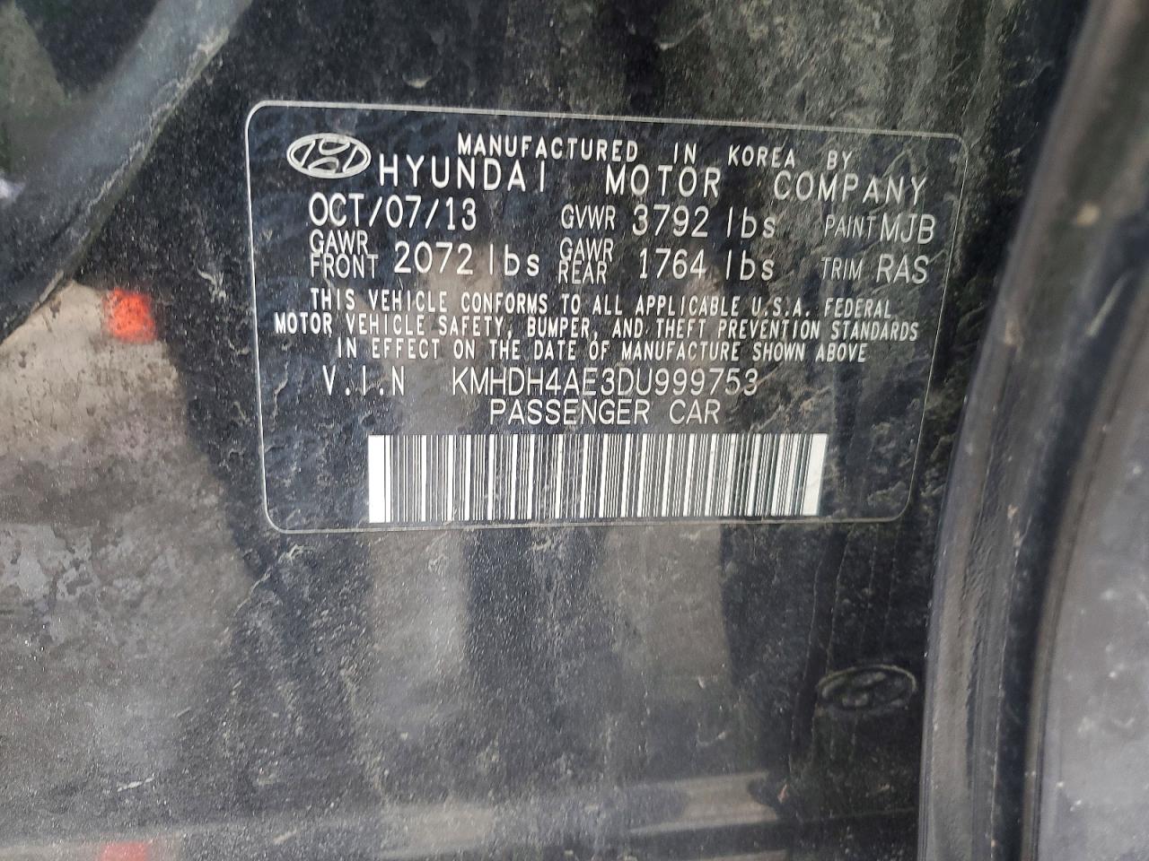 2013 HYUNDAI ELANTRA GLS photo 12