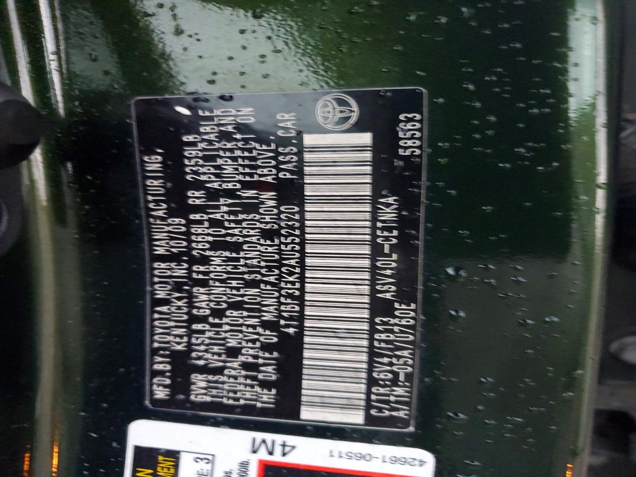 2010 TOYOTA CAMRY BASE photo 12