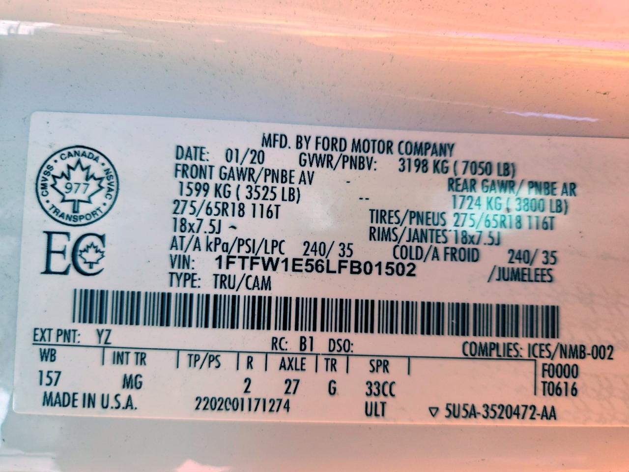 2020 FORD F150 SUPERCREW photo 12