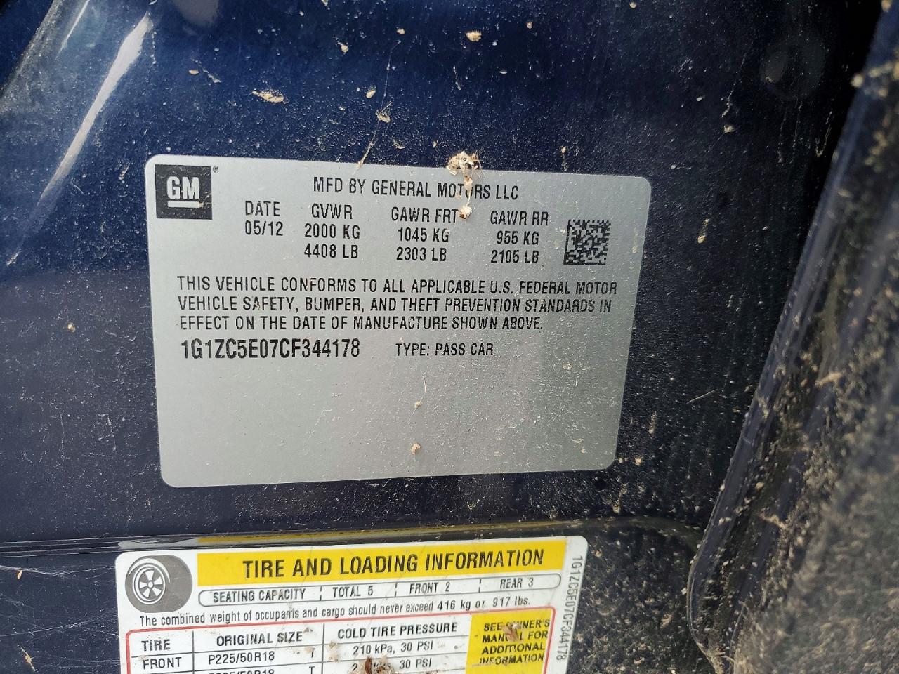 2012 CHEVROLET MALIBU 1LT photo 12