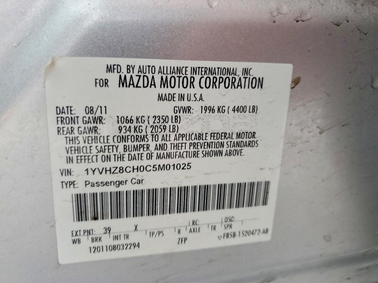 2012 MAZDA 6 I photo 12