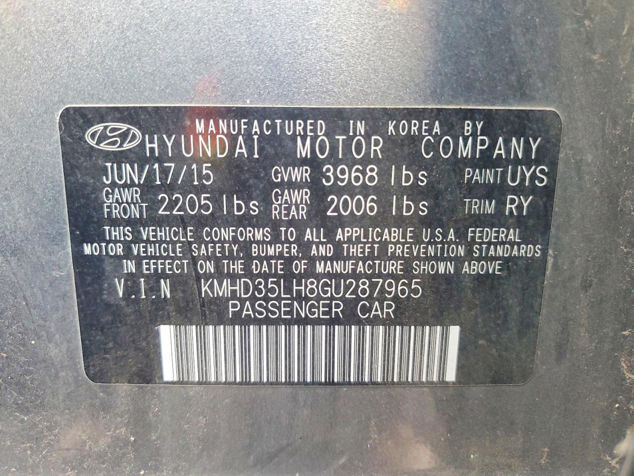 2016 HYUNDAI ELANTRA GT BASE photo 12