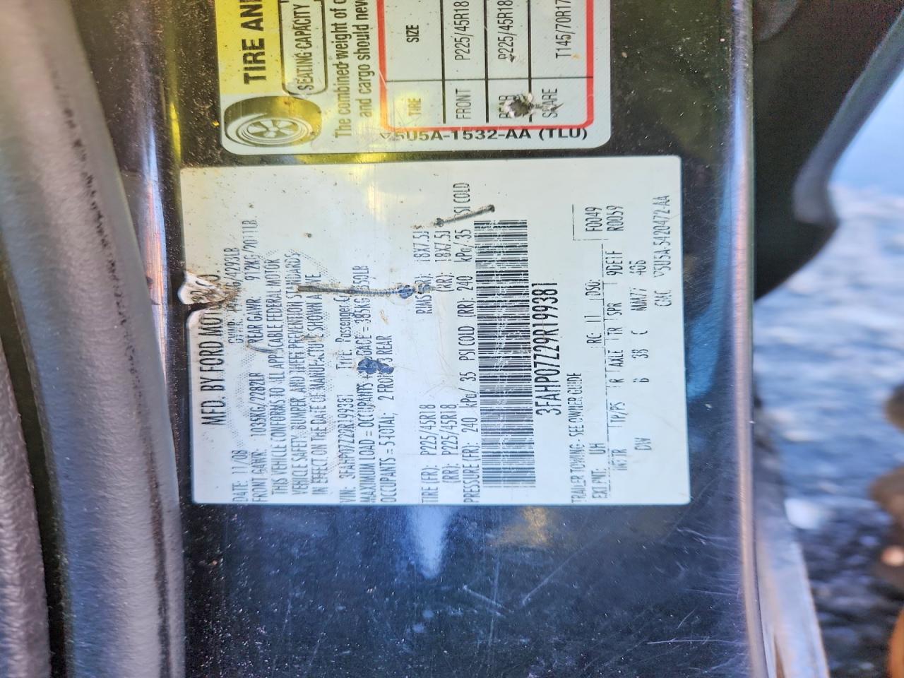 2009 FORD FUSION SE photo 12