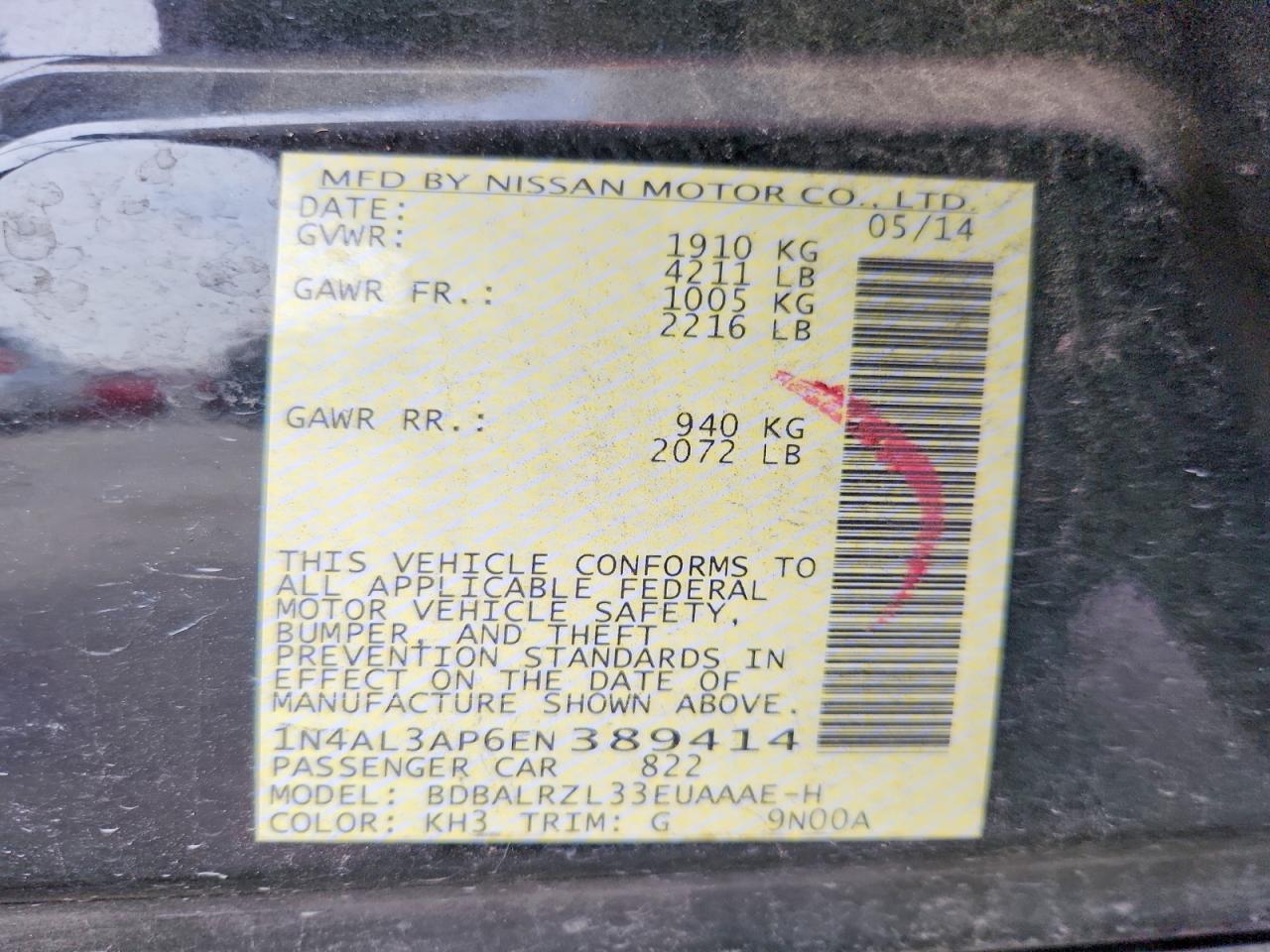 2014 NISSAN ALTIMA 2.5 photo 12