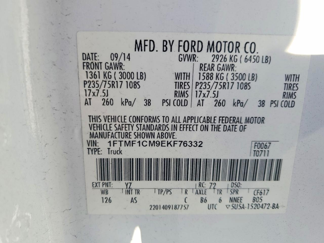 2014 FORD F150 photo 12