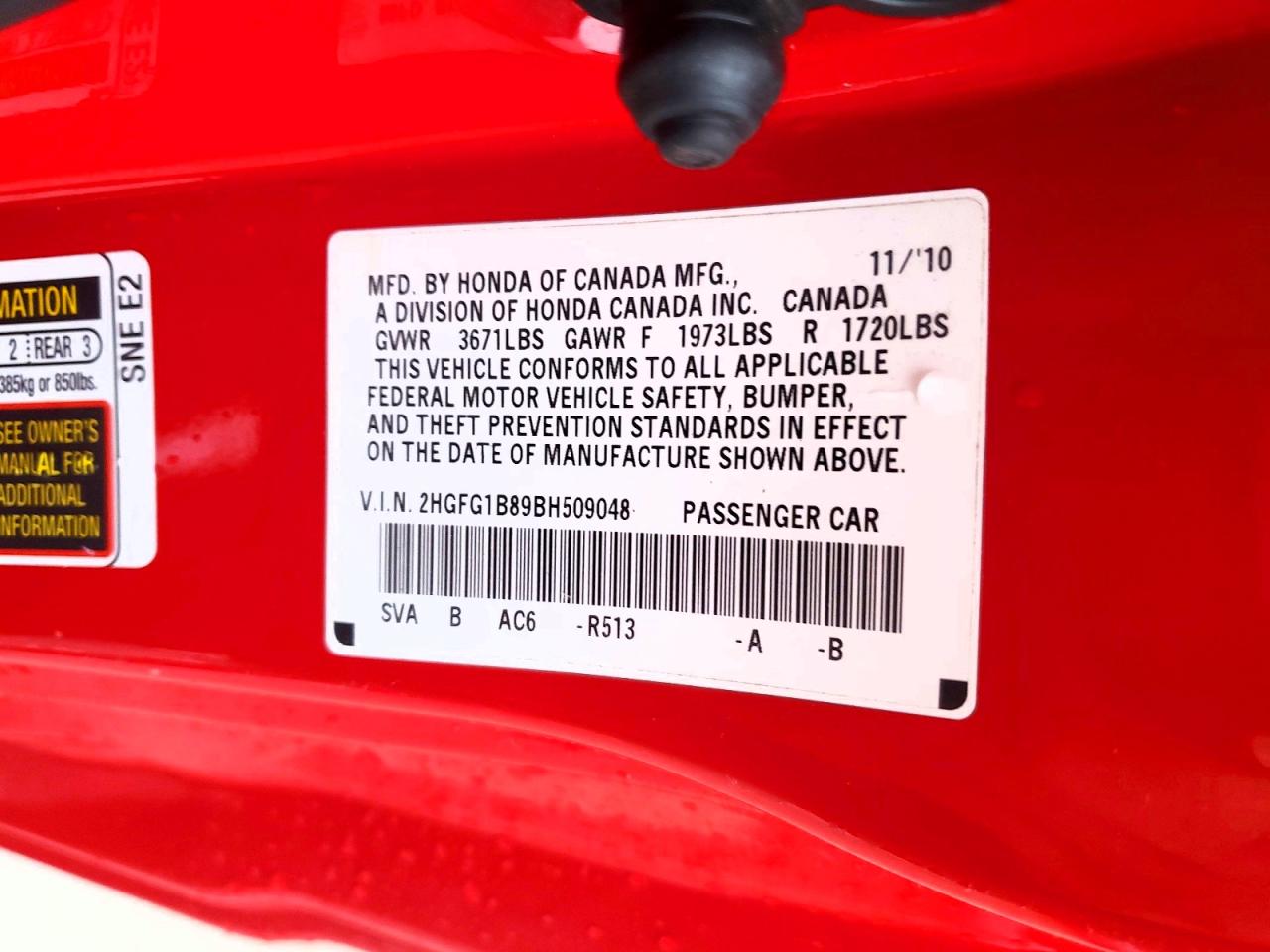 2011 HONDA CIVIC EX photo 13