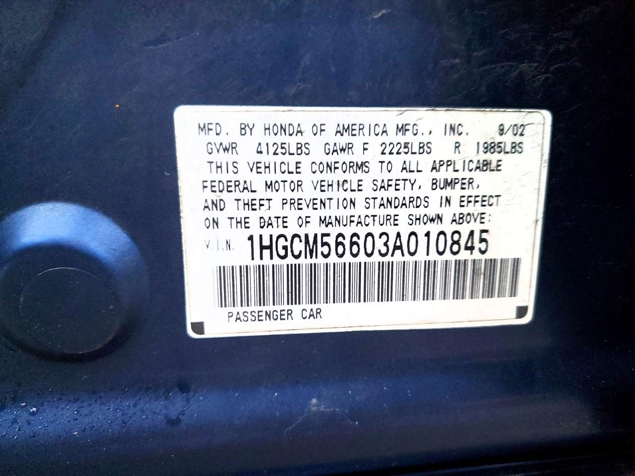 2003 HONDA ACCORD EX photo 13