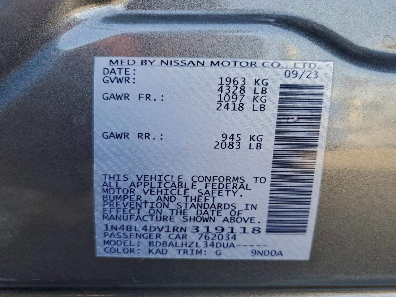 2024 NISSAN ALTIMA SV photo 12