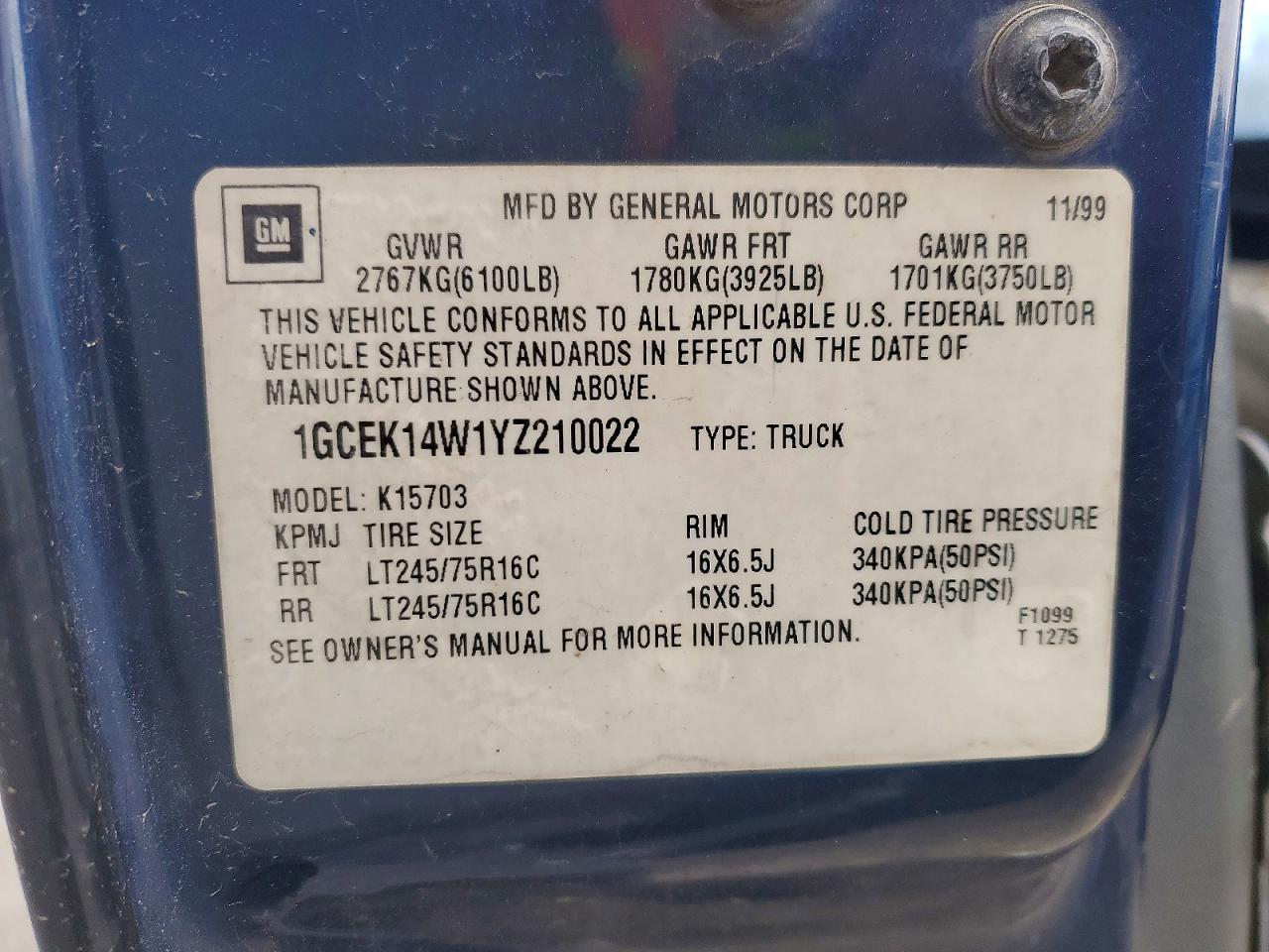 2000 CHEVROLET SILVERADO K1500 photo 12