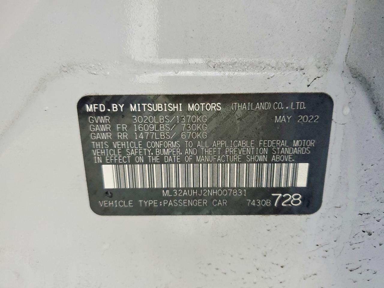 2022 MITSUBISHI MIRAGE ES photo 12
