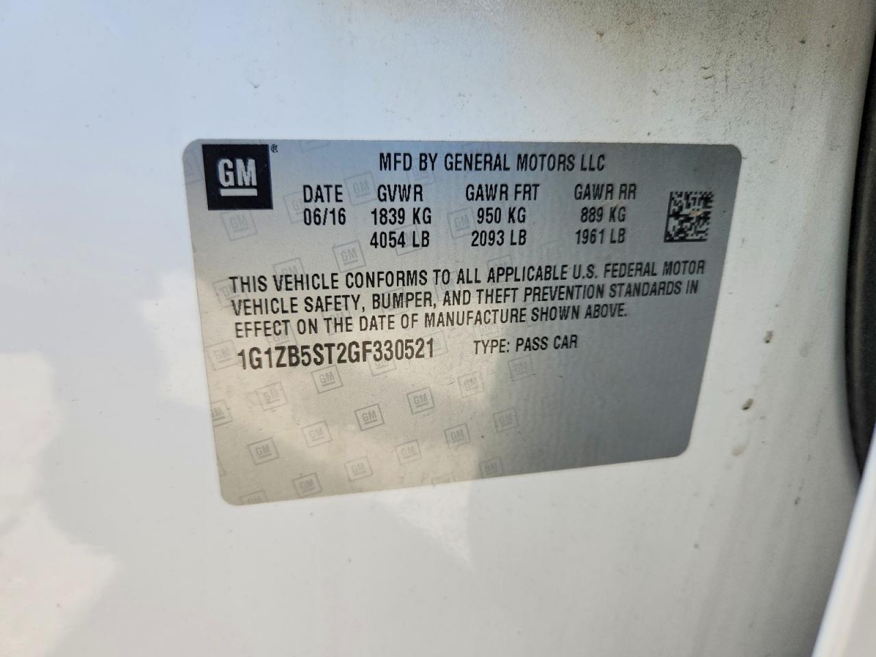 2016 CHEVROLET MALIBU LS photo 12