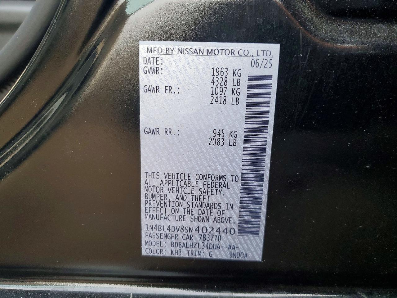2025 NISSAN ALTIMA SV photo 12