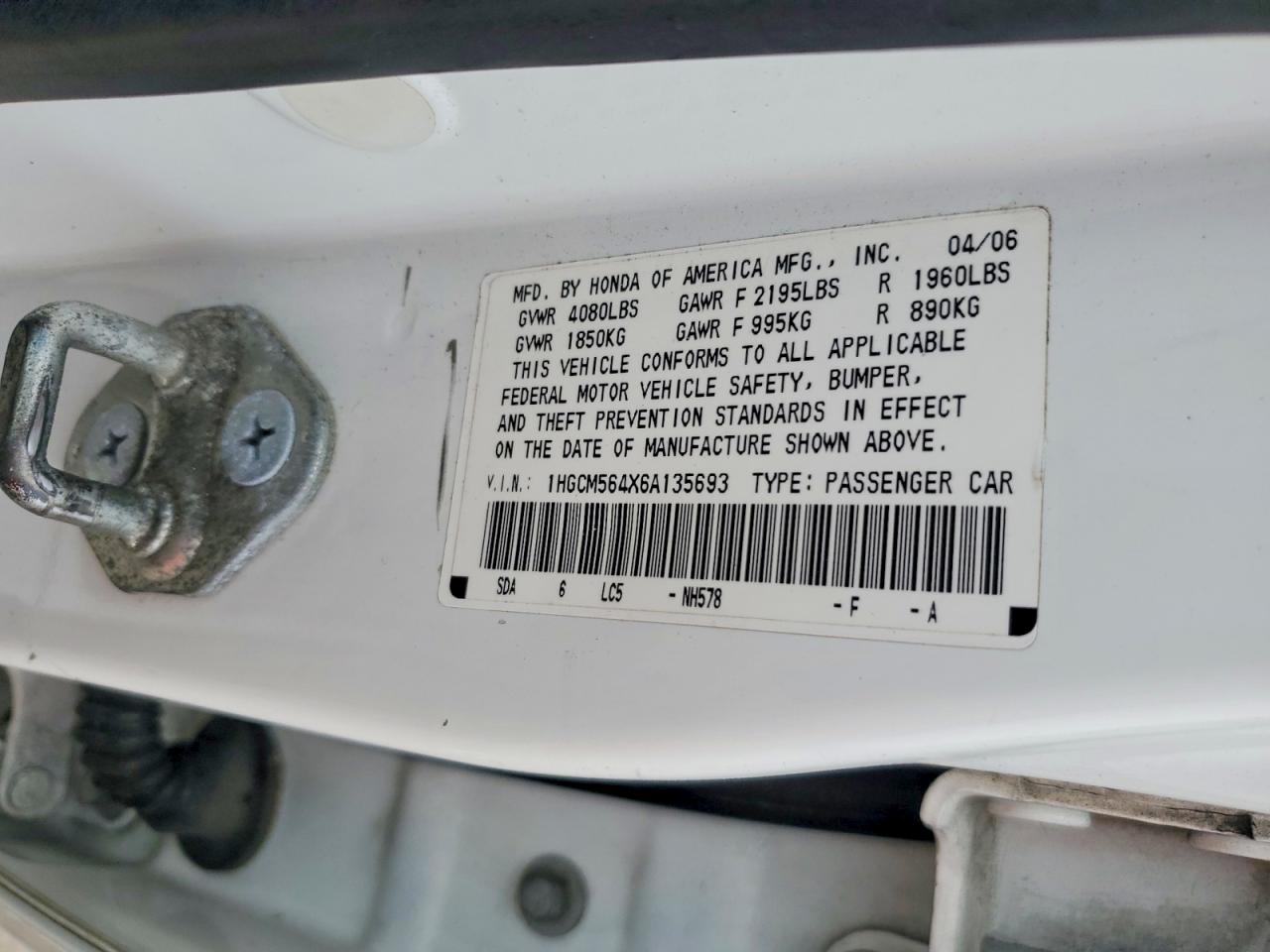 2006 HONDA ACCORD LX photo 13