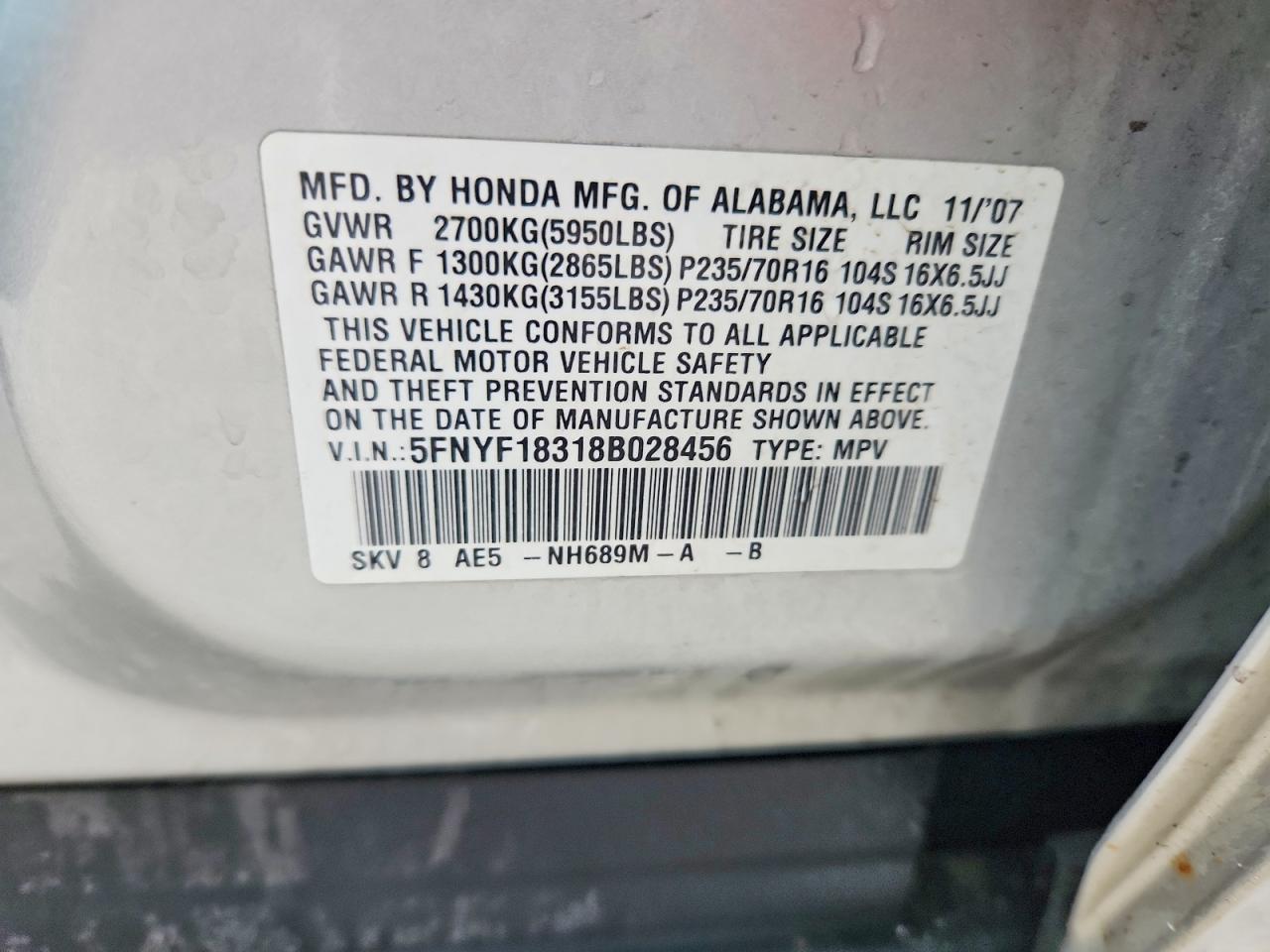 2008 HONDA PILOT SE photo 13