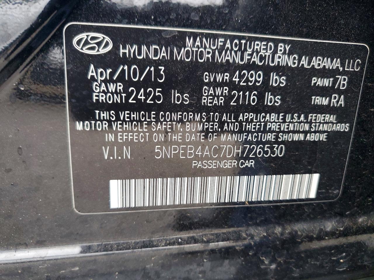 2013 HYUNDAI SONATA GLS photo 12