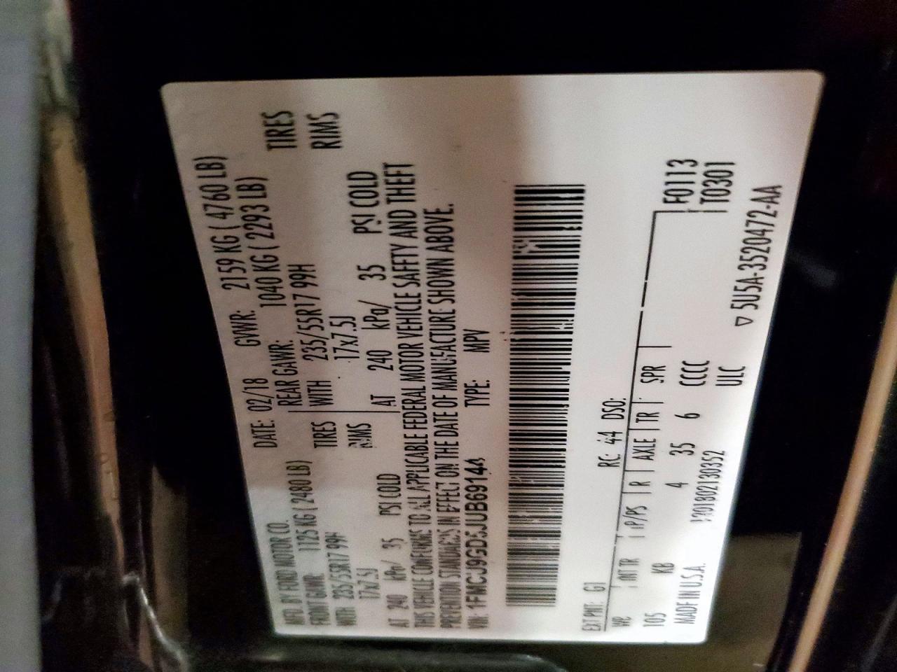 2018 FORD ESCAPE SE photo 13