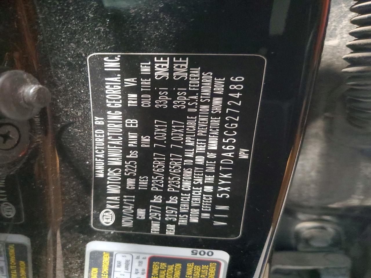 2012 KIA SORENTO BASE photo 13