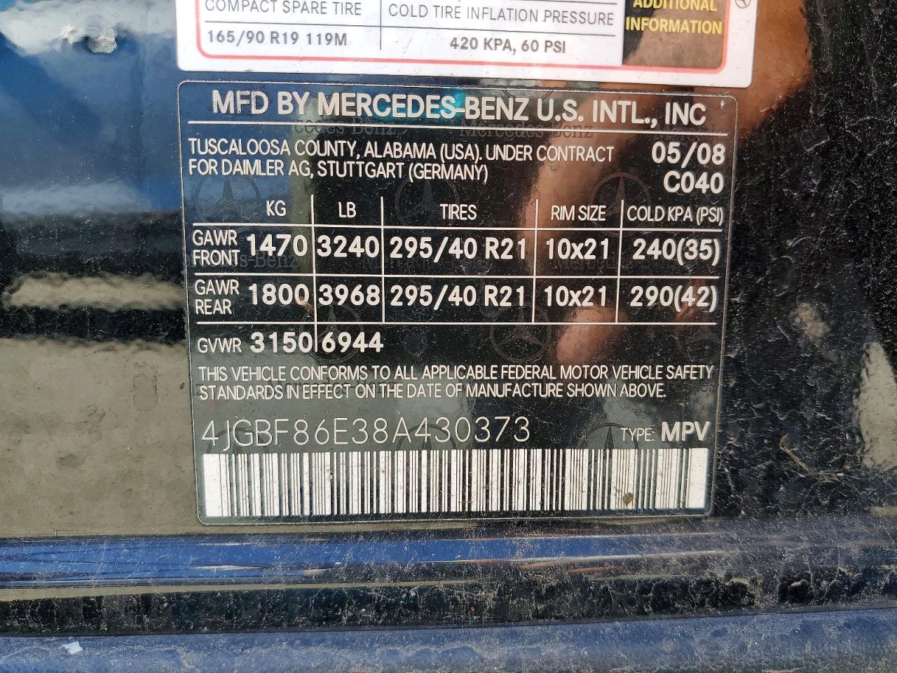 2008 MERCEDES-BENZ GL 550 4MATIC photo 12