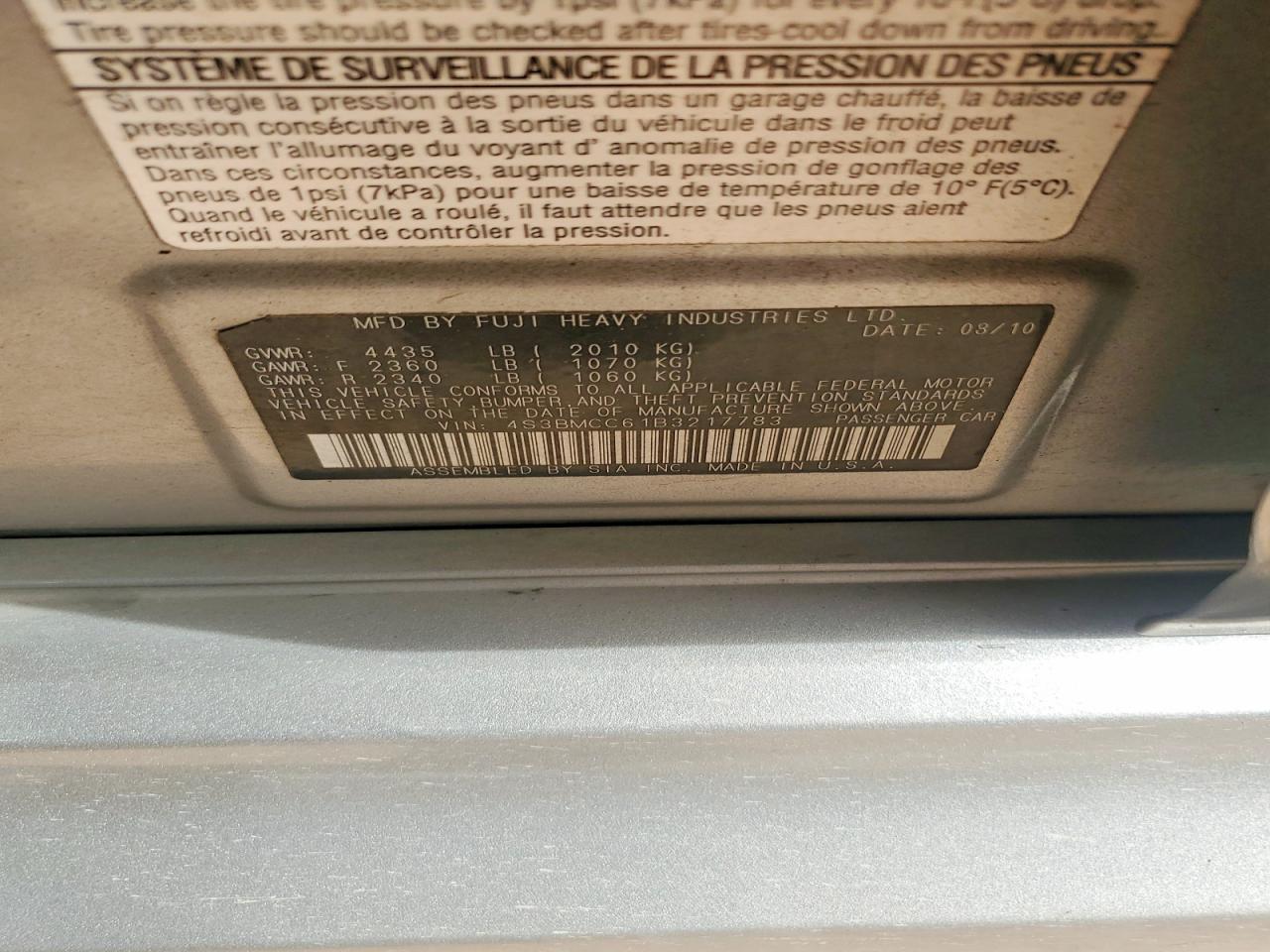 2011 SUBARU LEGACY 2.5I PREMIUM photo 12