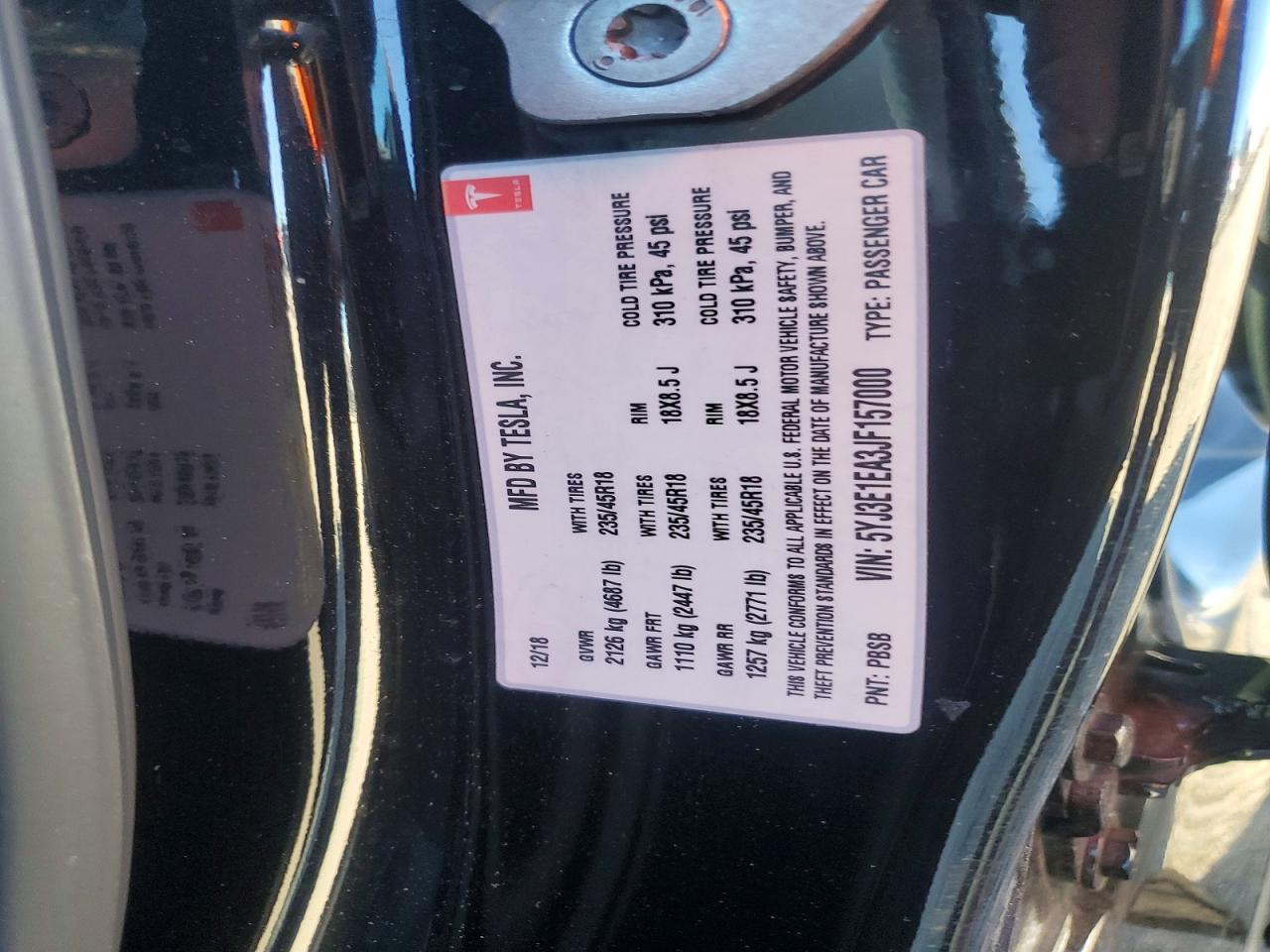 2018 TESLA MODEL 3 photo 12