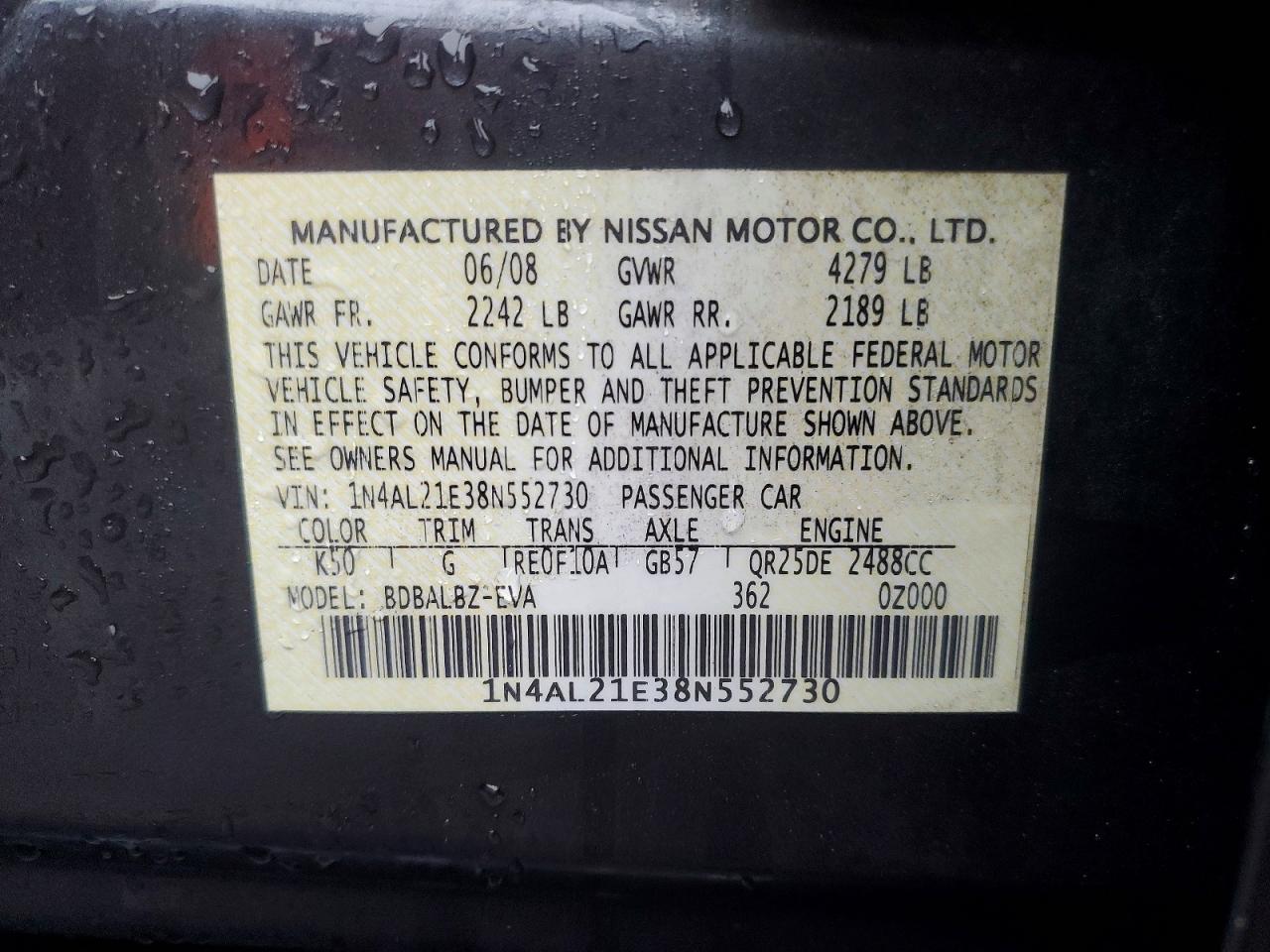 2008 NISSAN ALTIMA 2.5 photo 12