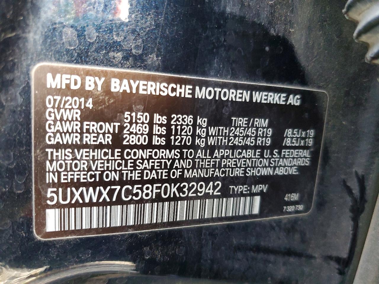 2015 BMW X3 XDRIVE35I photo 14