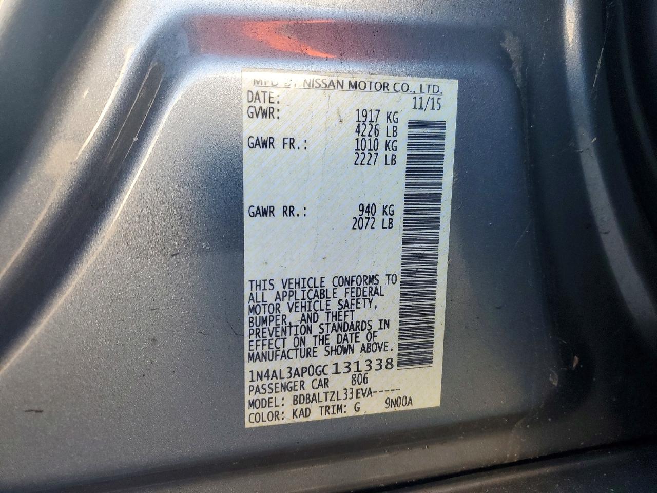 2016 NISSAN ALTIMA 2.5 photo 13