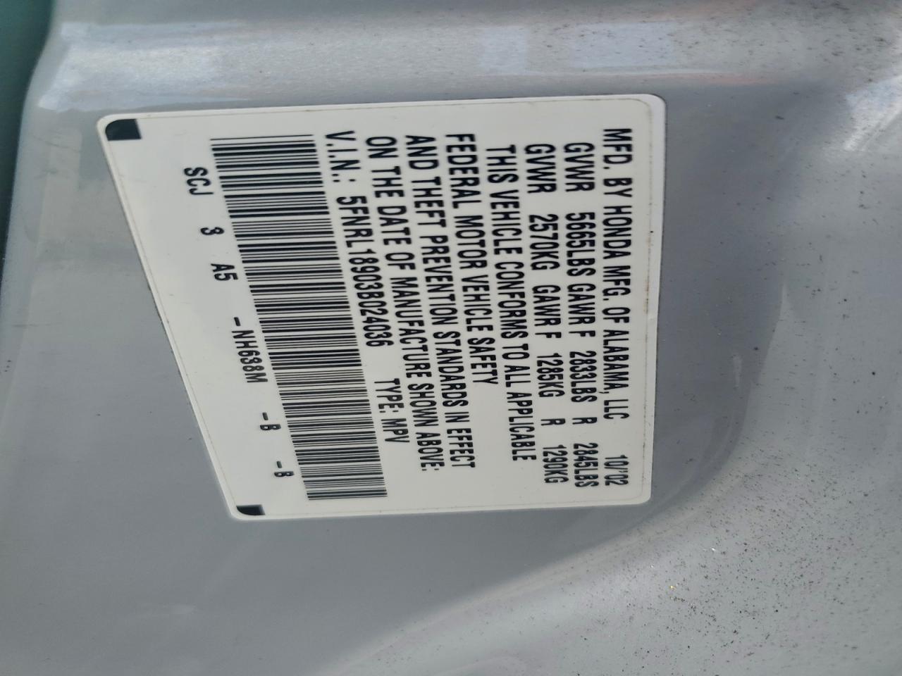 2003 HONDA ODYSSEY EXL photo 13