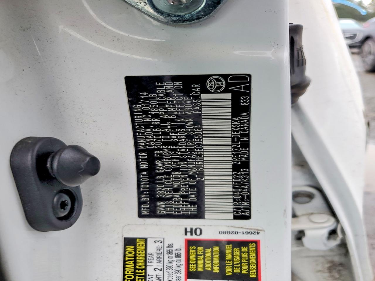 2014 TOYOTA COROLLA S PLUS photo 12
