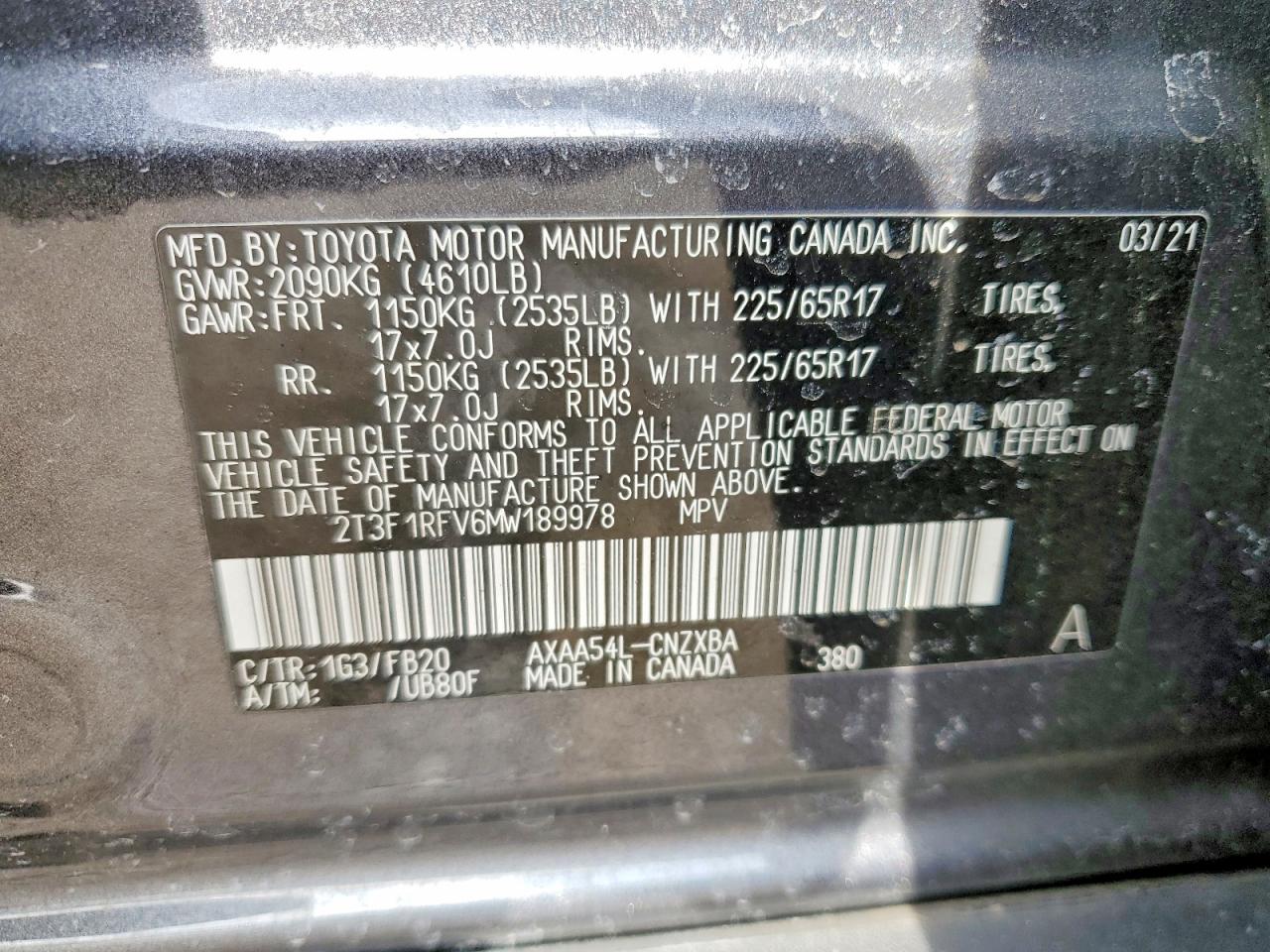 2021 TOYOTA RAV4 LE photo 13