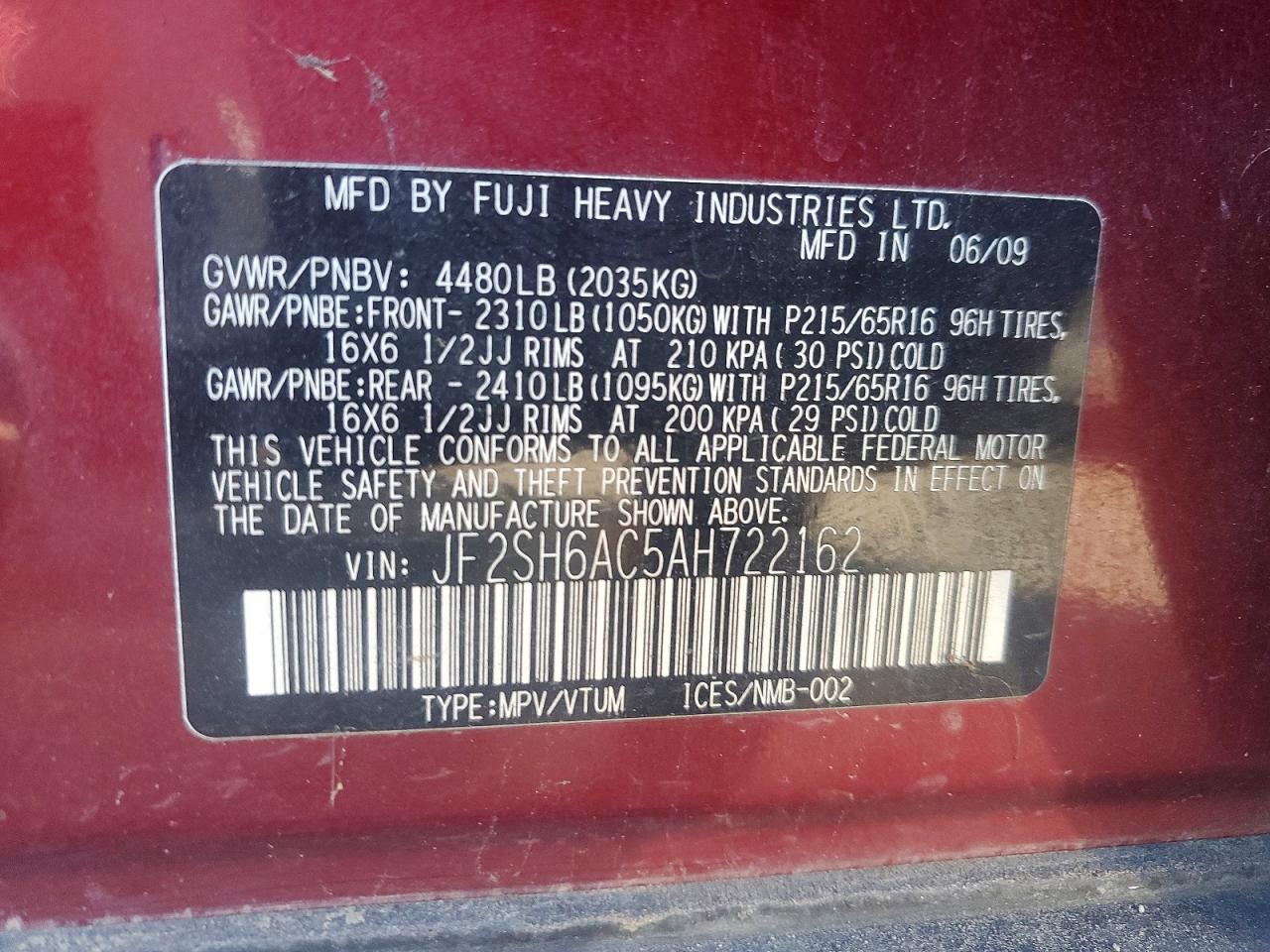 2010 SUBARU FORESTER 2.5X photo 25
