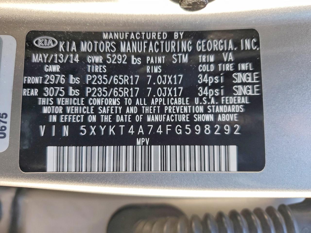 2015 KIA SORENTO LX photo 12