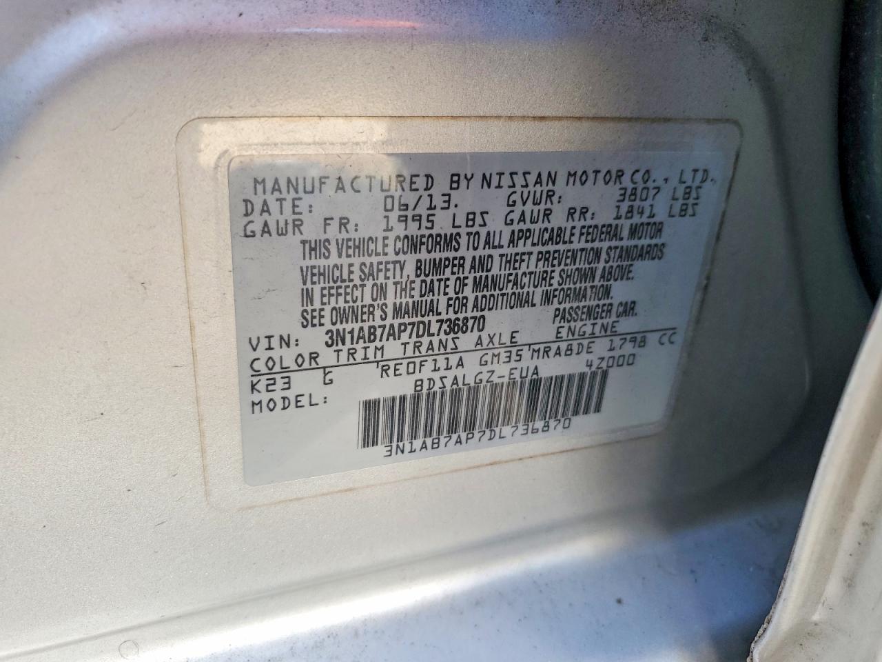 2013 NISSAN SENTRA S photo 12