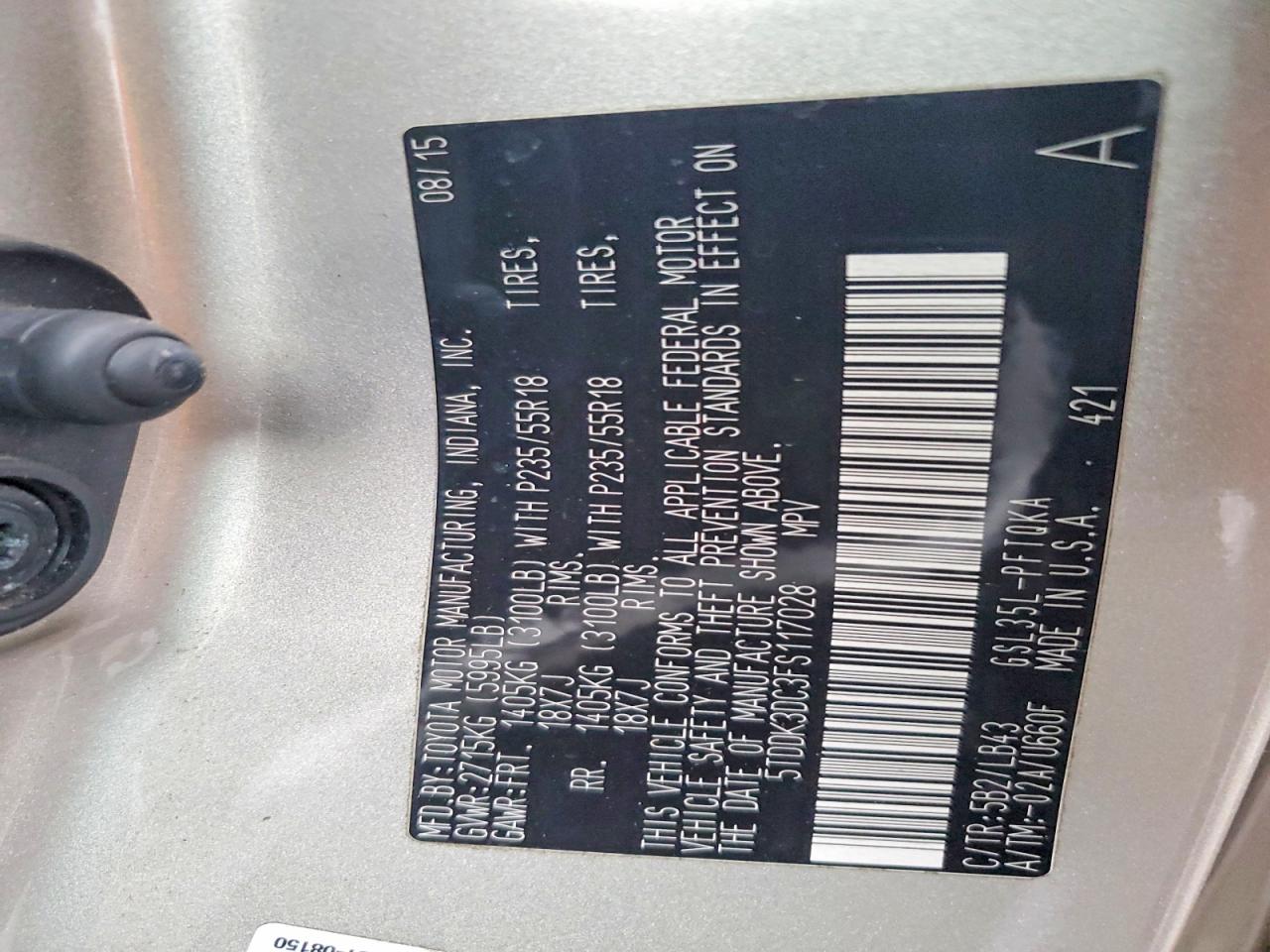 2015 TOYOTA SIENNA XLE photo 13