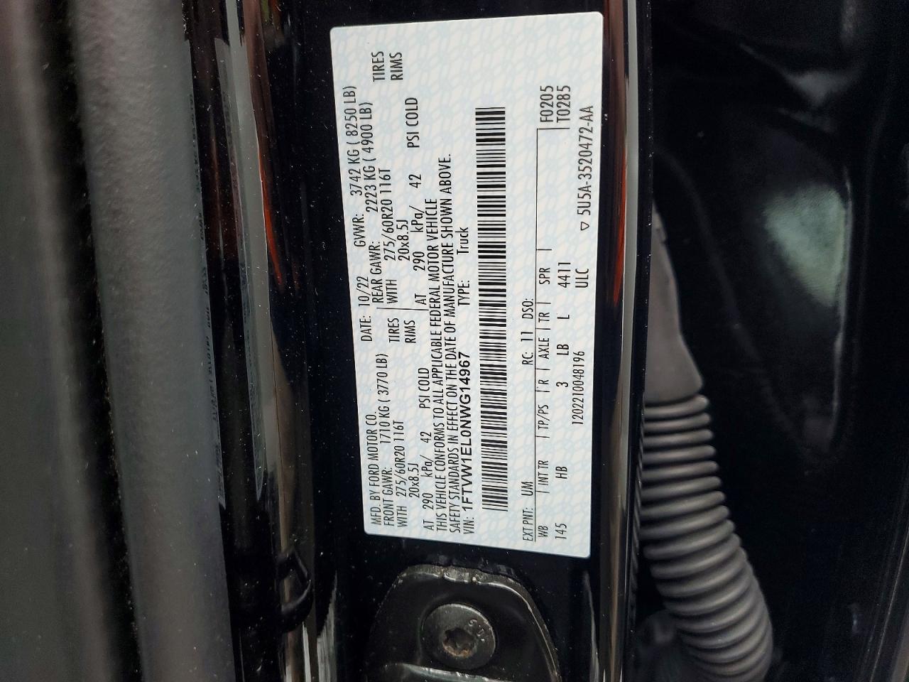 2022 FORD F150 LIGHTNING PRO photo 12