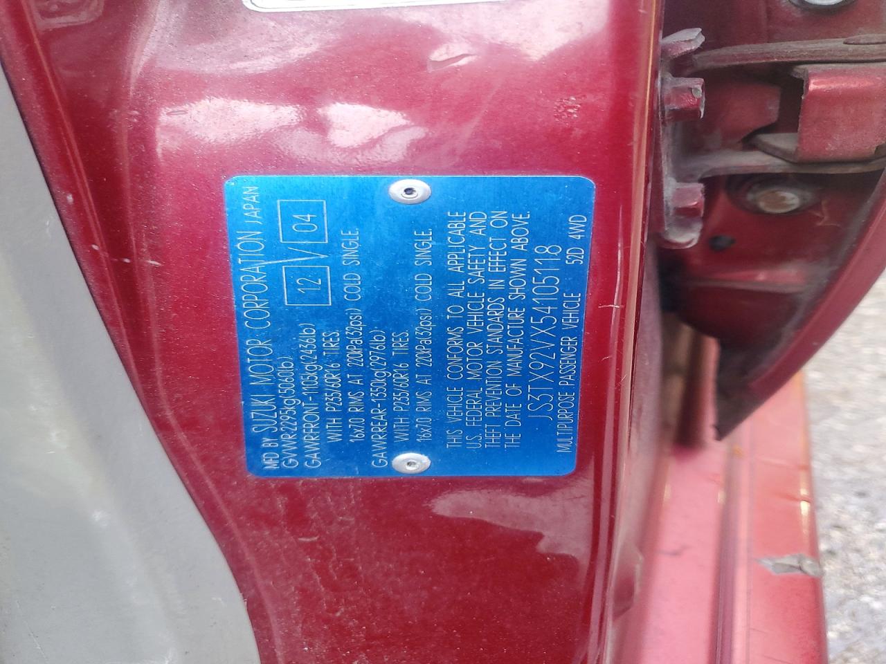 2005 SUZUKI XL7 EX photo 13