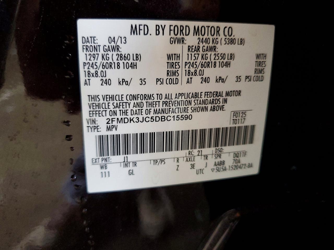 2013 FORD EDGE SEL photo 25