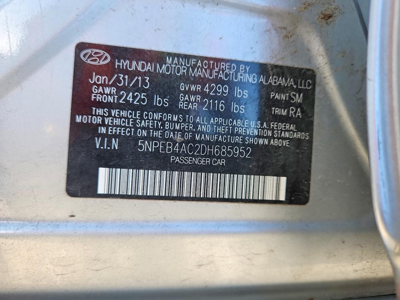 2013 HYUNDAI SONATA GLS photo 13