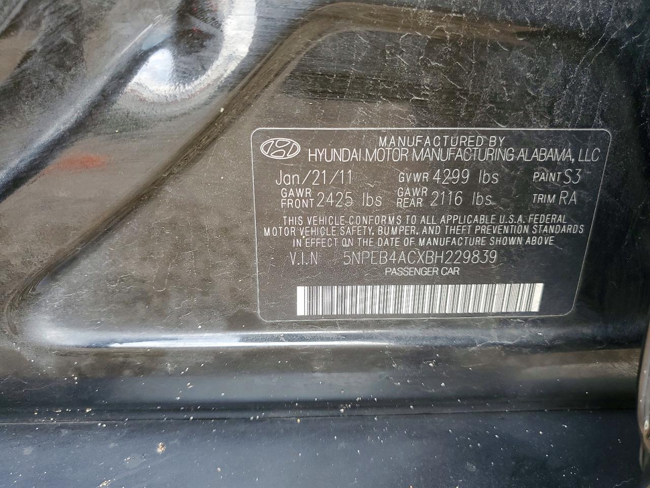 2011 HYUNDAI SONATA GLS photo 34
