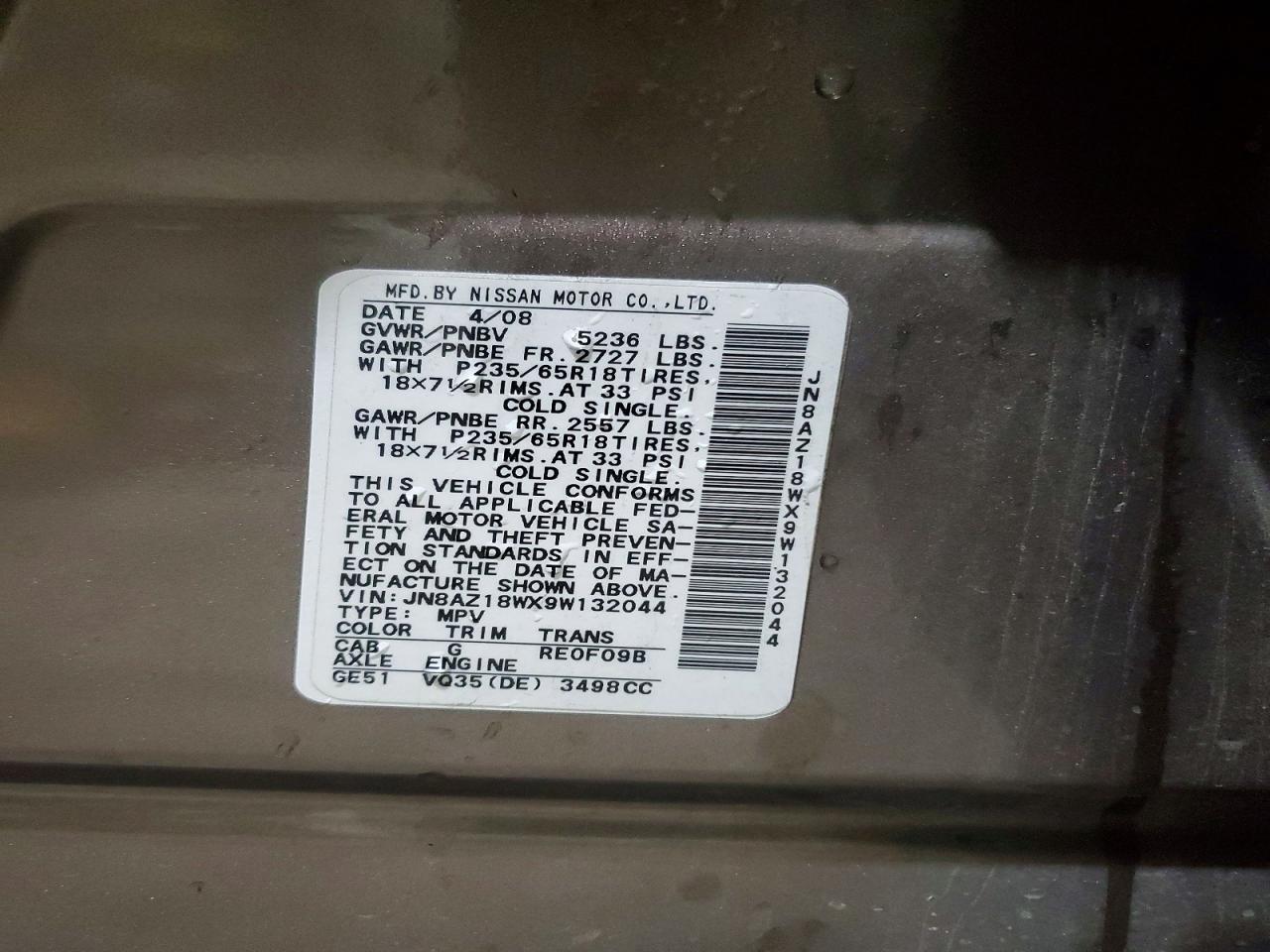 2009 NISSAN MURANO S photo 13