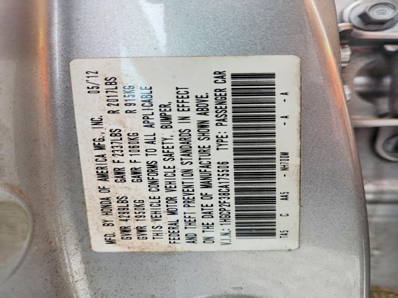 2012 HONDA ACCORD LX photo 23