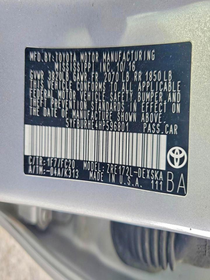 2017 TOYOTA COROLLA L photo 12