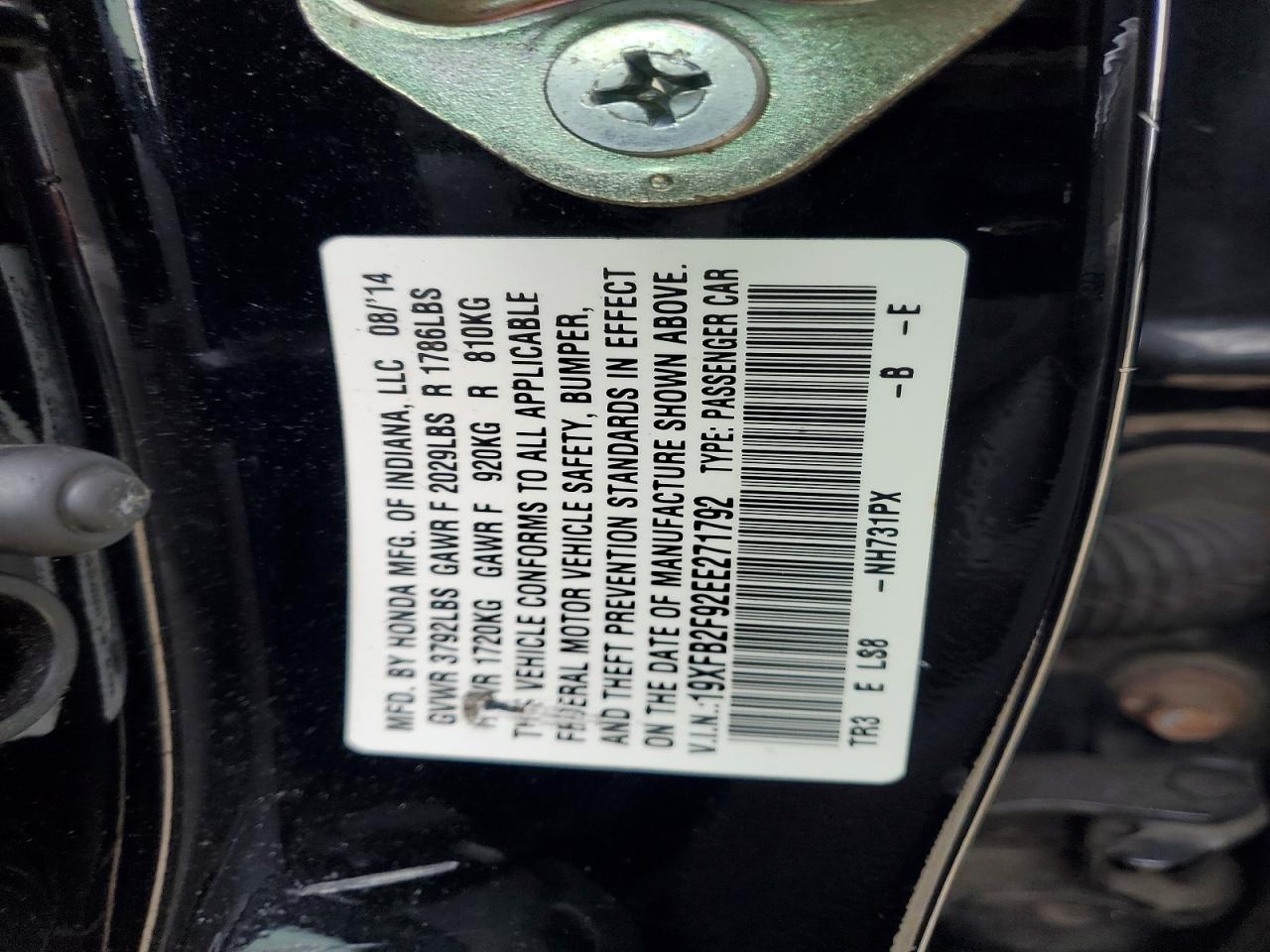 2014 HONDA CIVIC EXL photo 12