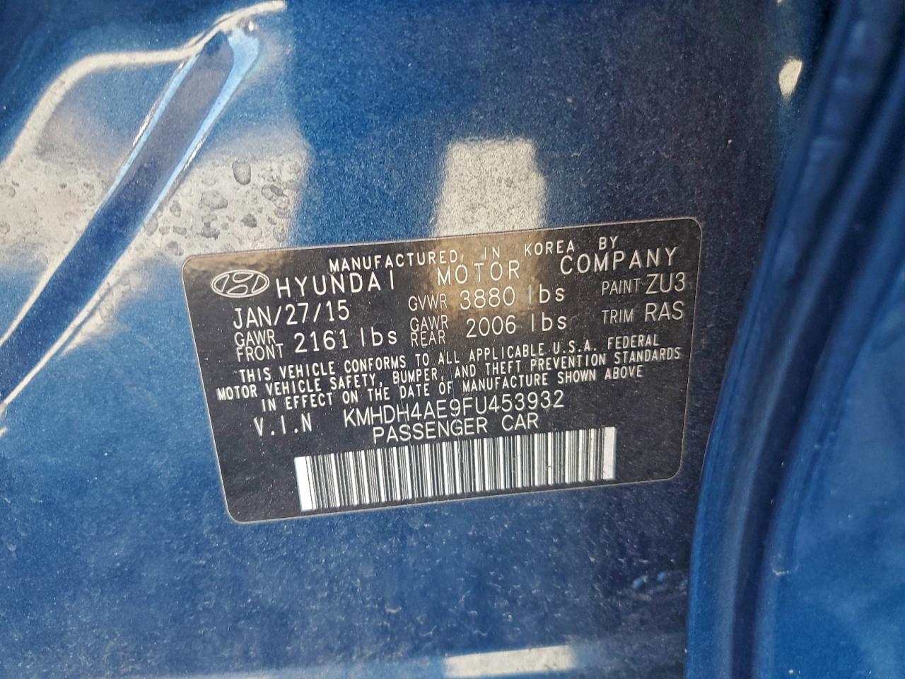 2015 HYUNDAI ELANTRA SE photo 12