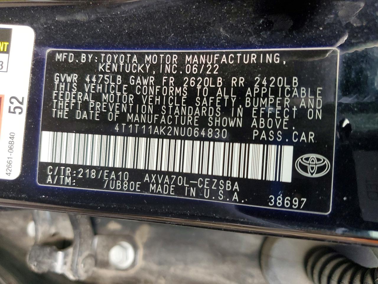 2022 TOYOTA CAMRY SE photo 12