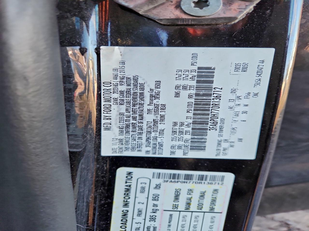 2013 FORD FUSION SE photo 12