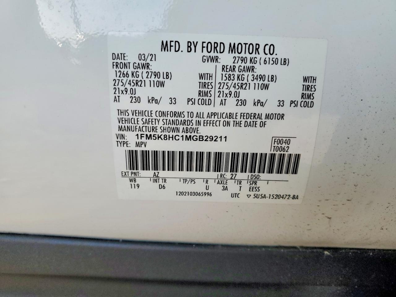 2021 FORD EXPLORER PLATINUM photo 27