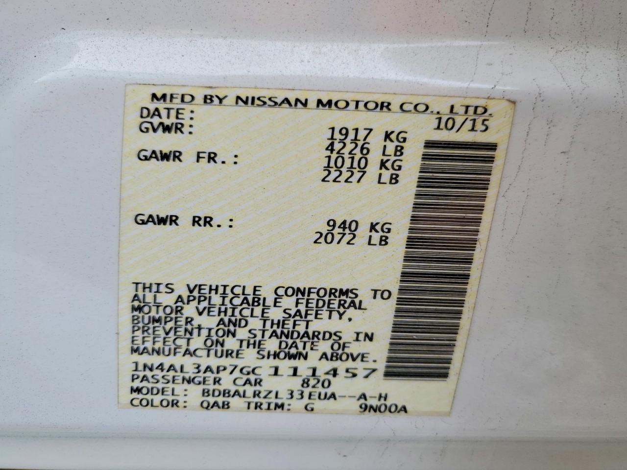 2016 NISSAN ALTIMA 2.5 photo 13